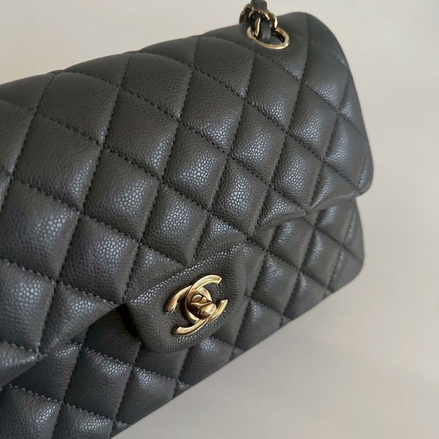 98新🫰🏻 Chanel 香奈兒 CF23 金屬灰色金釦-15