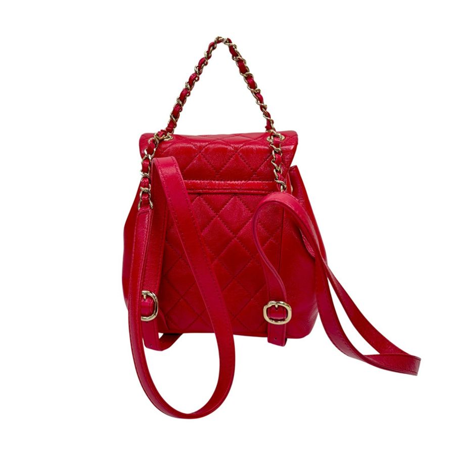 紅色 菱格紋 牛皮 DUMA 後背包【CHANEL 香奈兒】 AS2908-2