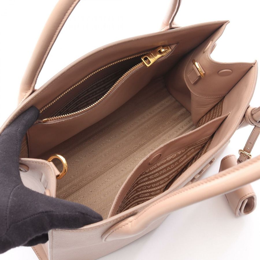 PRADA SAFFIANO CUIR C Monochrome 單肩手提包,粉紅色皮革,二手女款-2