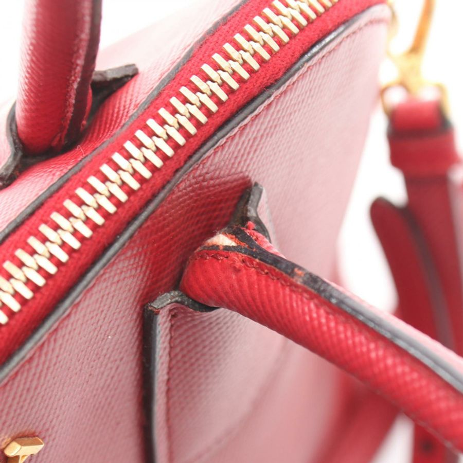 PRADA SAFFIANO CUIR 肩挎斜背包 BL0907 紅色皮革 二手 女士-4
