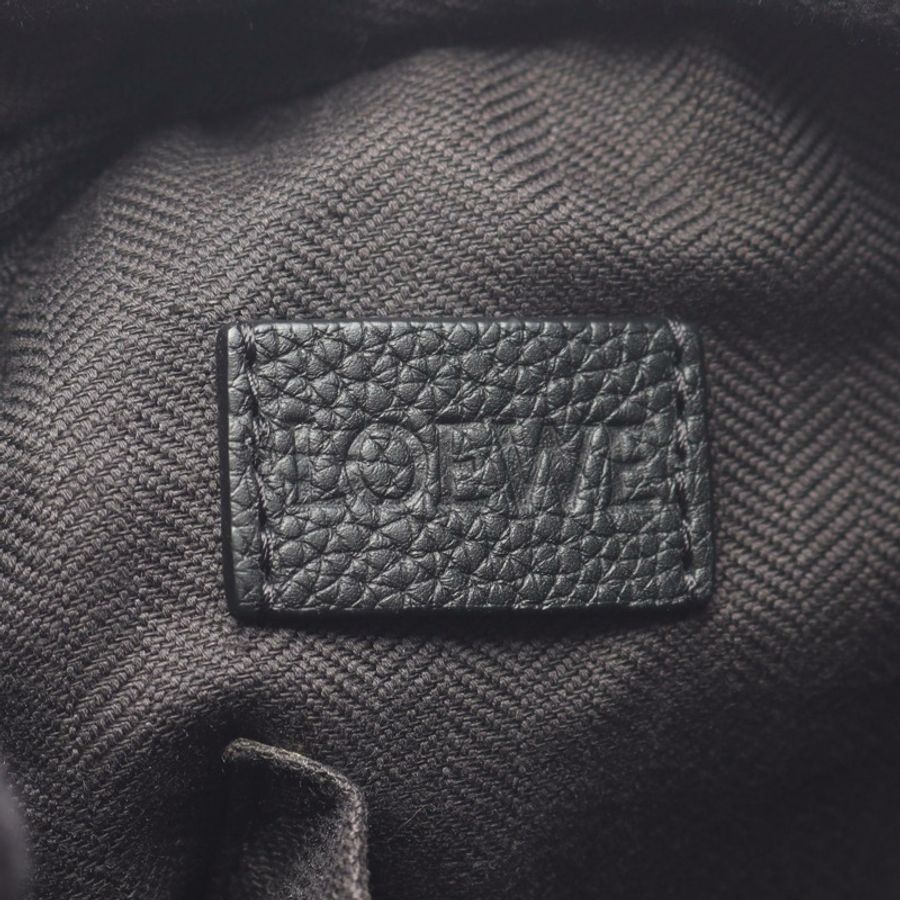 LOEWE 軍裝信差 XS 斜背單肩包 皮革 黑色 二手 男士-4