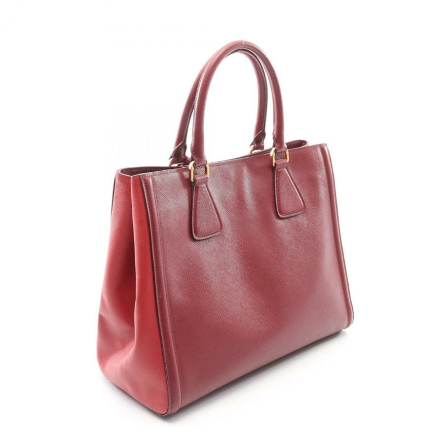 PRADA 三角標誌單背包,Saffiano 皮革,波爾多紅,二手女款-1