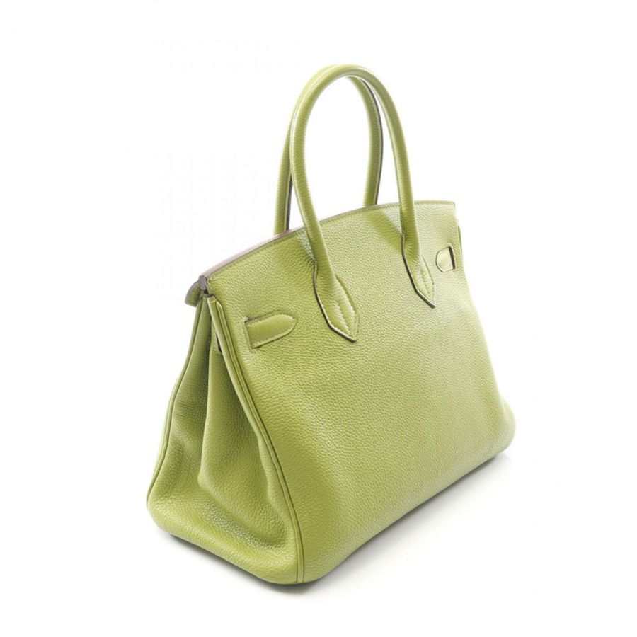 愛馬仕 Birkin 30 手袋 I 028496CK Clemence 皮革 Anis 綠色 SHW 二手女士-1