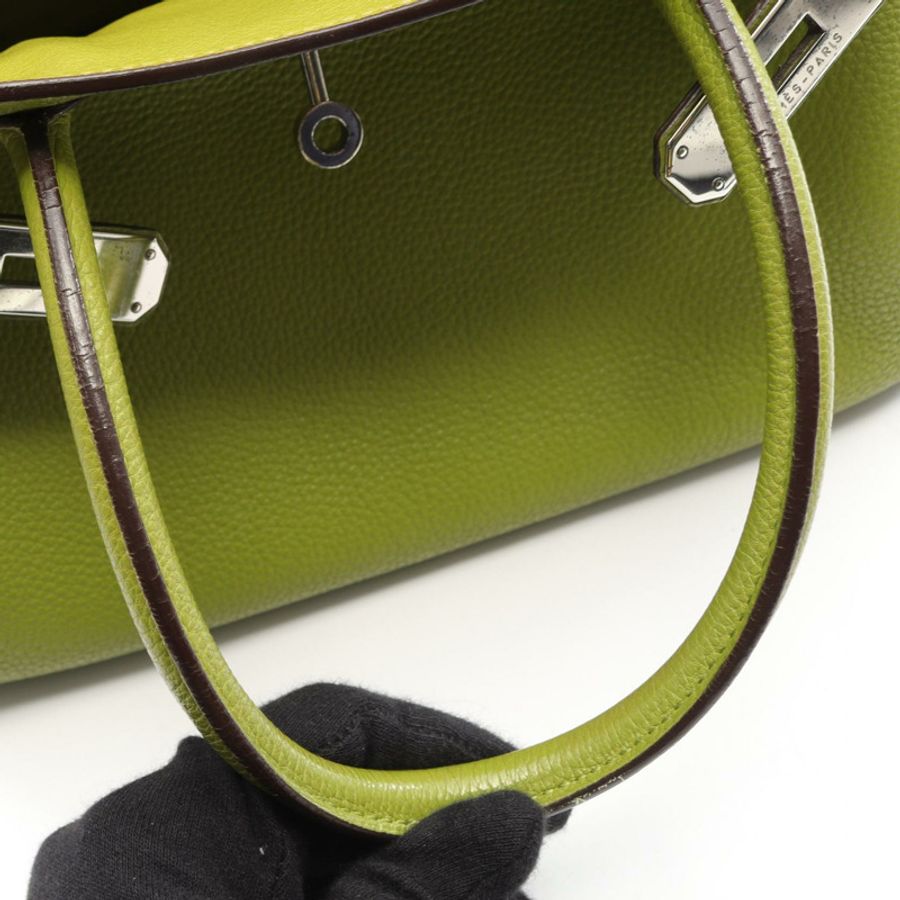 愛馬仕 Birkin 30 手袋 I 028496CK Clemence 皮革 Anis 綠色 SHW 二手女士-9