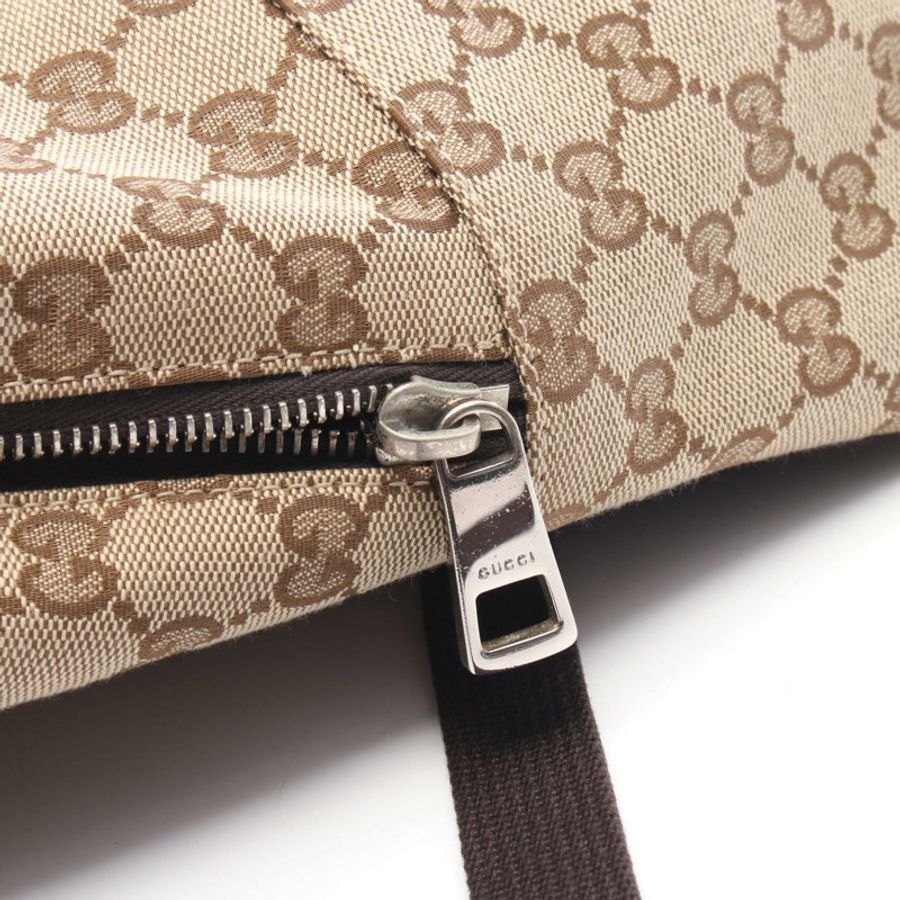 GUCCI GG帆布雙肩包 449906 帆布皮革 米色 棕色 二手 女款-5