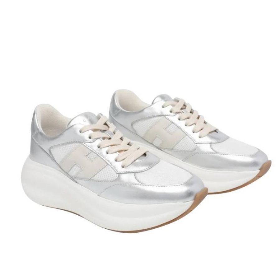 🌺2026春夏新品好價🌺Hogan 女款 Maxi I Active 厚底運動鞋 銀色/底高6.5公分 IT36/37/37.5/38/38.5/39-5