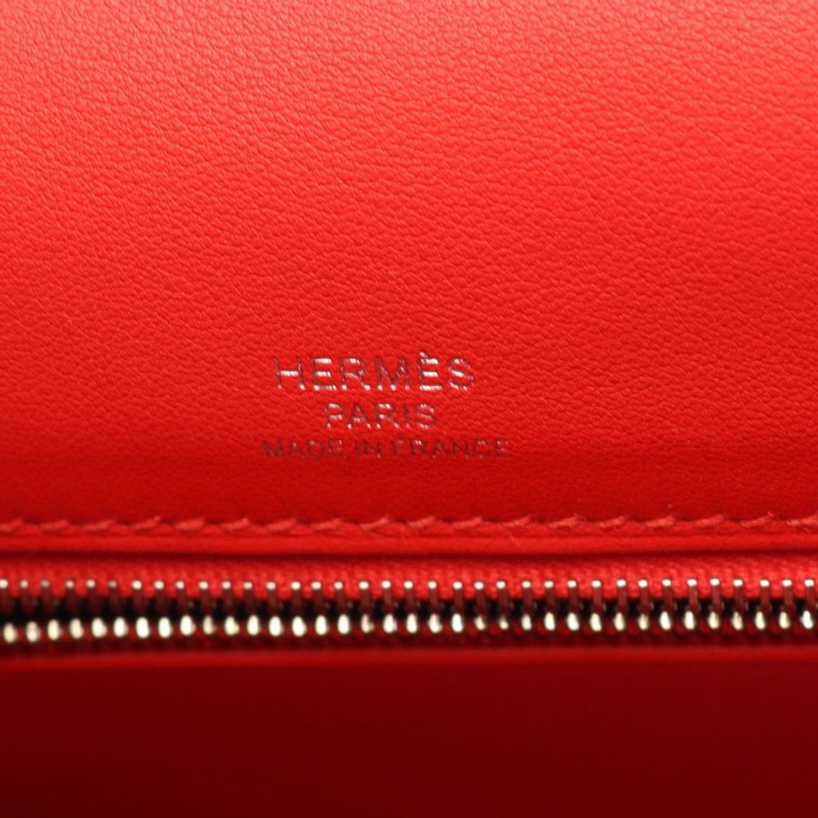 愛馬仕 Kelly 28 單肩手提包 D Toile H 帆布 Swift 米白色 rouge coeur SHW-3