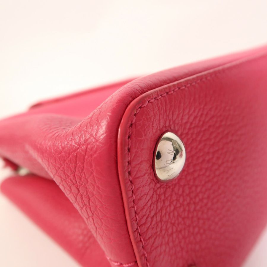 LOUIS VUITTON Taurillon Capucines BB銀扣手挽肩背兩用袋-12