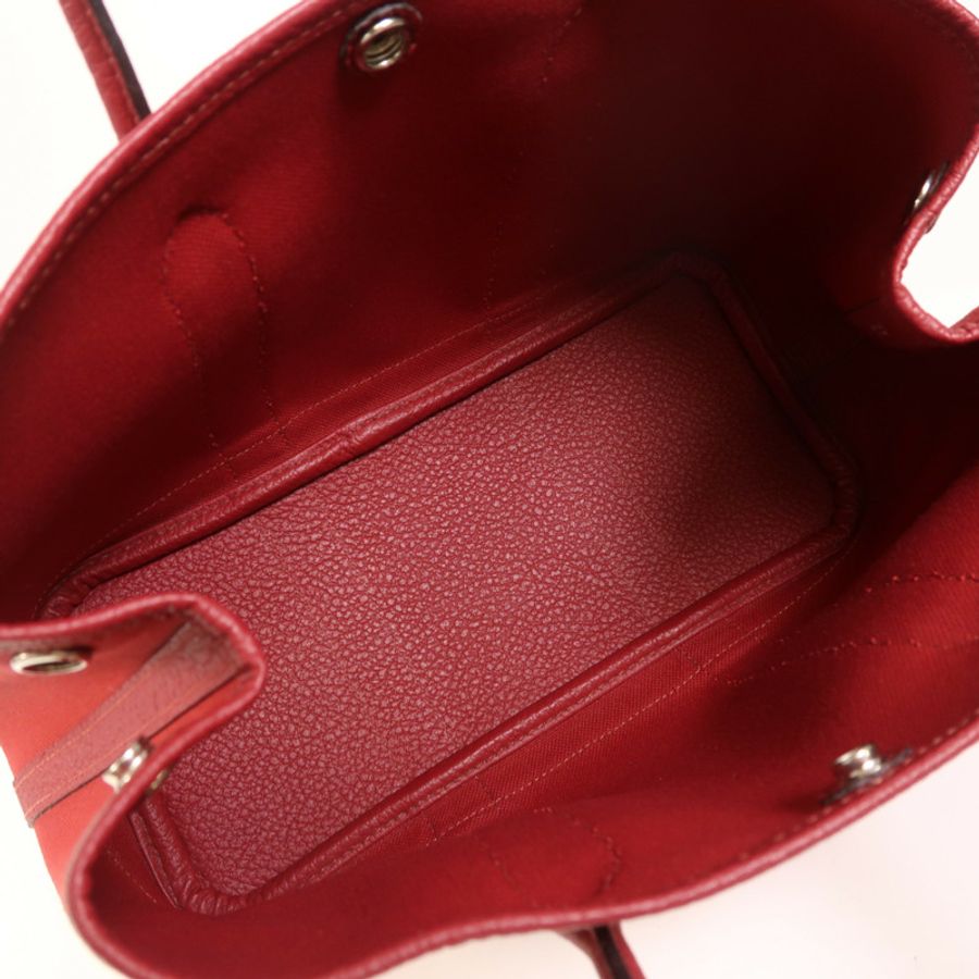 HERMES 帆布Garden Party TPM銀扣手挽袋Rouge Casaque-4