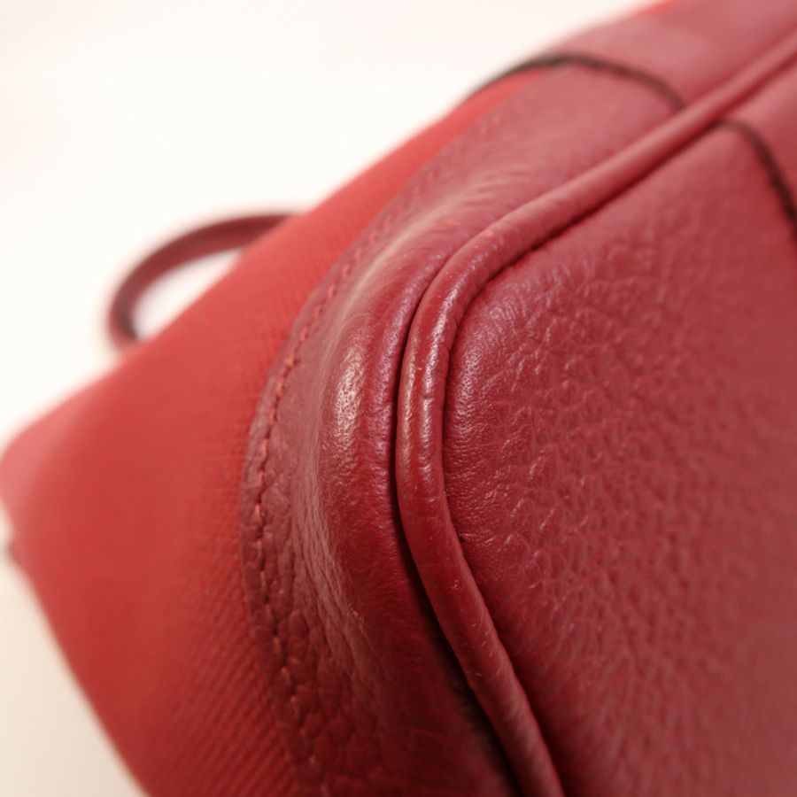 HERMES 帆布Garden Party TPM銀扣手挽袋Rouge Casaque-9