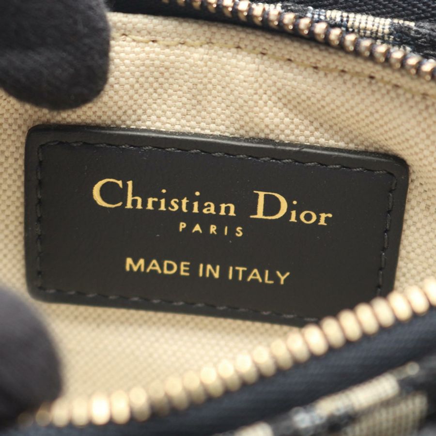 Christian Dior 馬鞍斜背包,帆布皮革,海軍藍,二手-3