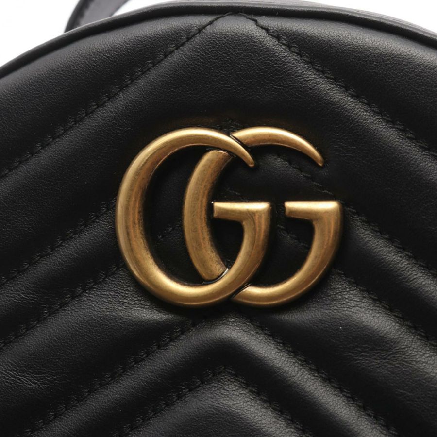 GUCCI GG Marmont 雙肩包 476671 黑色真皮二手女款-5