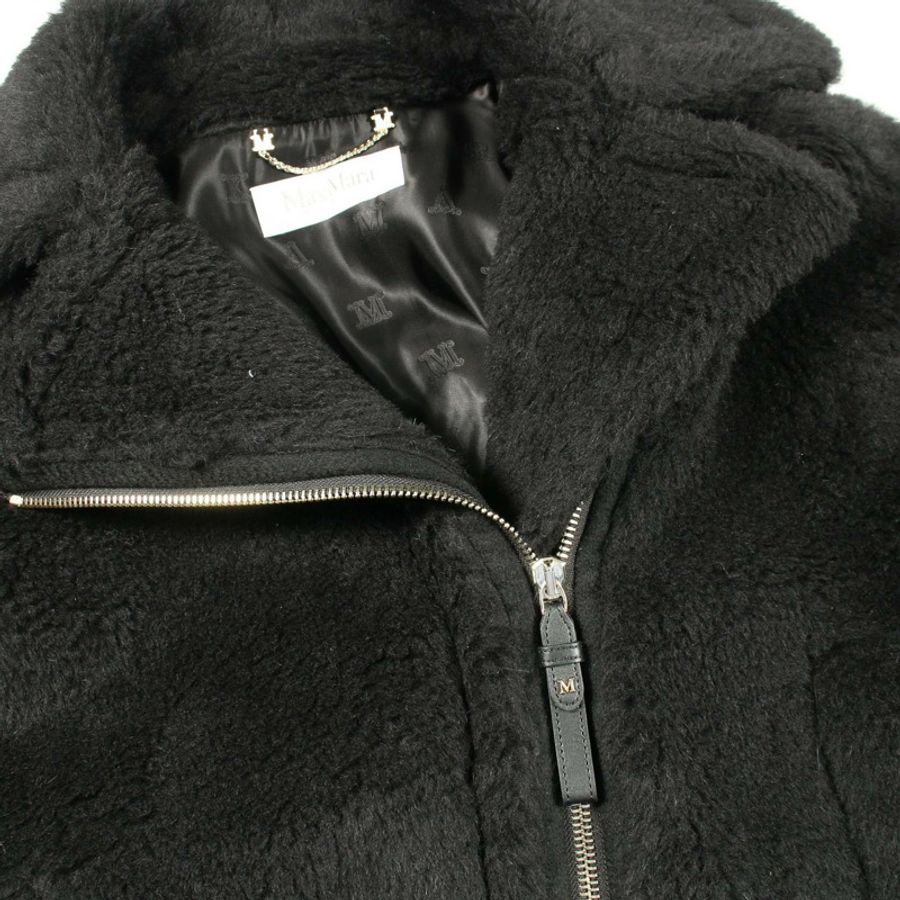 MAX MARA 泰迪熊披肩外套,羊毛、絲綢、羊駝毛混紡,黑色,二手,女款,S碼。-5