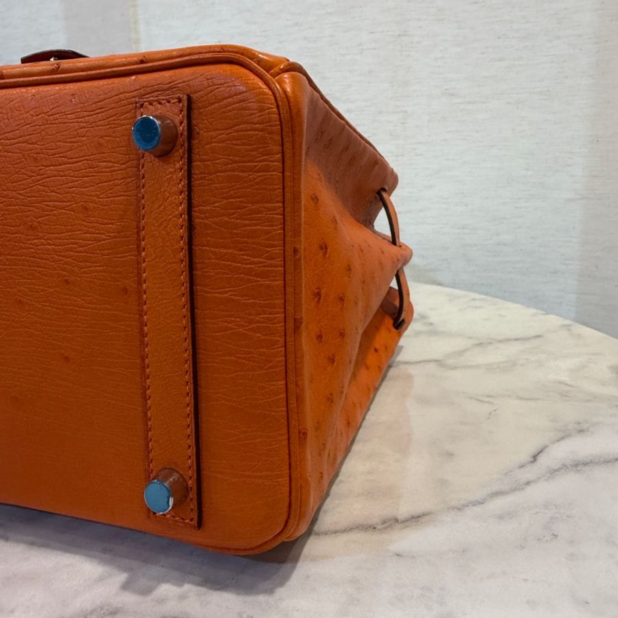 Hermes 經典橘鴕鳥皮銀釦Birkin 30-9