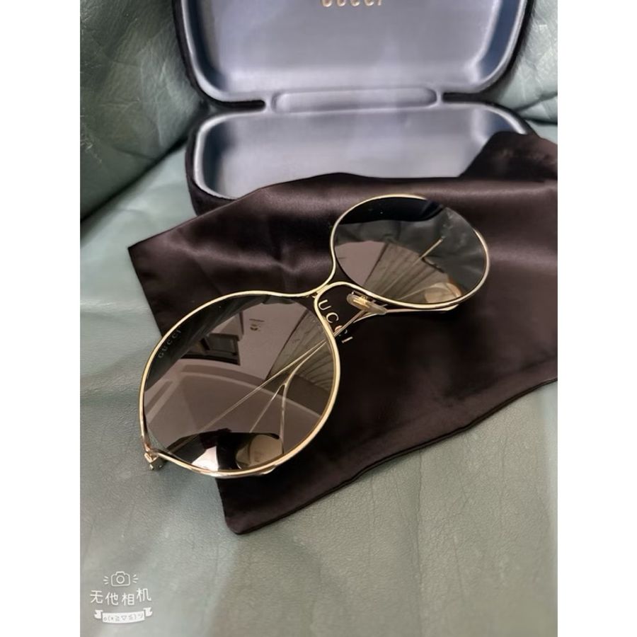 二手Gucci 橢圓形金色鏡框太陽眼鏡-0