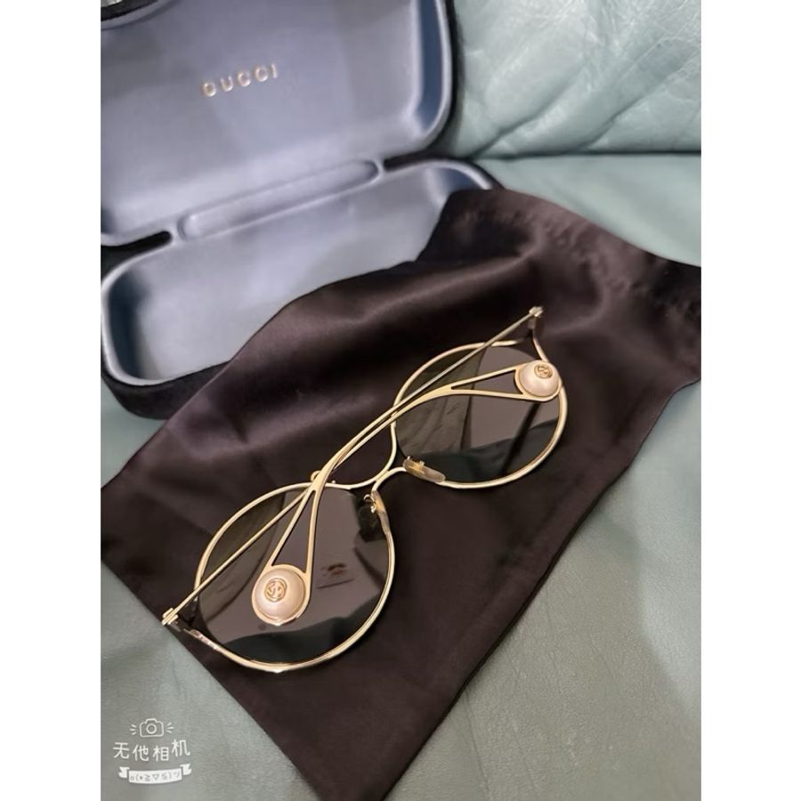 二手Gucci 橢圓形金色鏡框太陽眼鏡-1