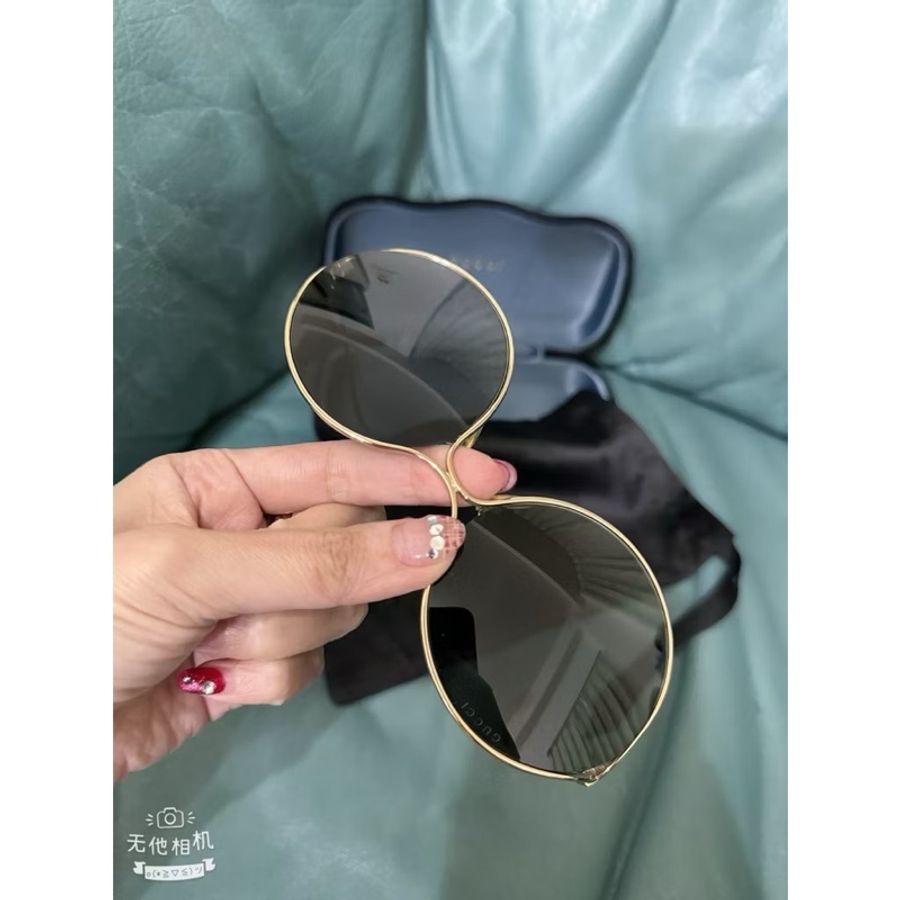 二手Gucci 橢圓形金色鏡框太陽眼鏡-2