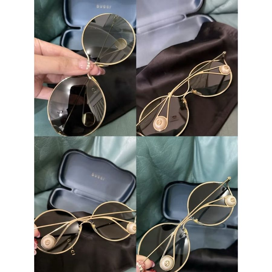 二手Gucci 橢圓形金色鏡框太陽眼鏡-5