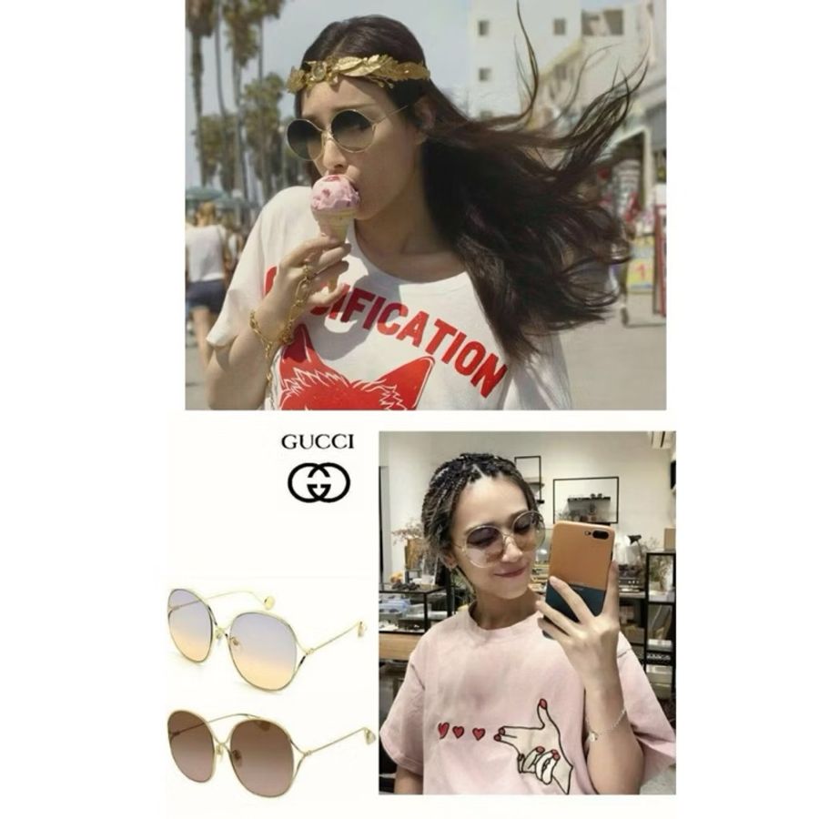 二手Gucci 橢圓形金色鏡框太陽眼鏡-8