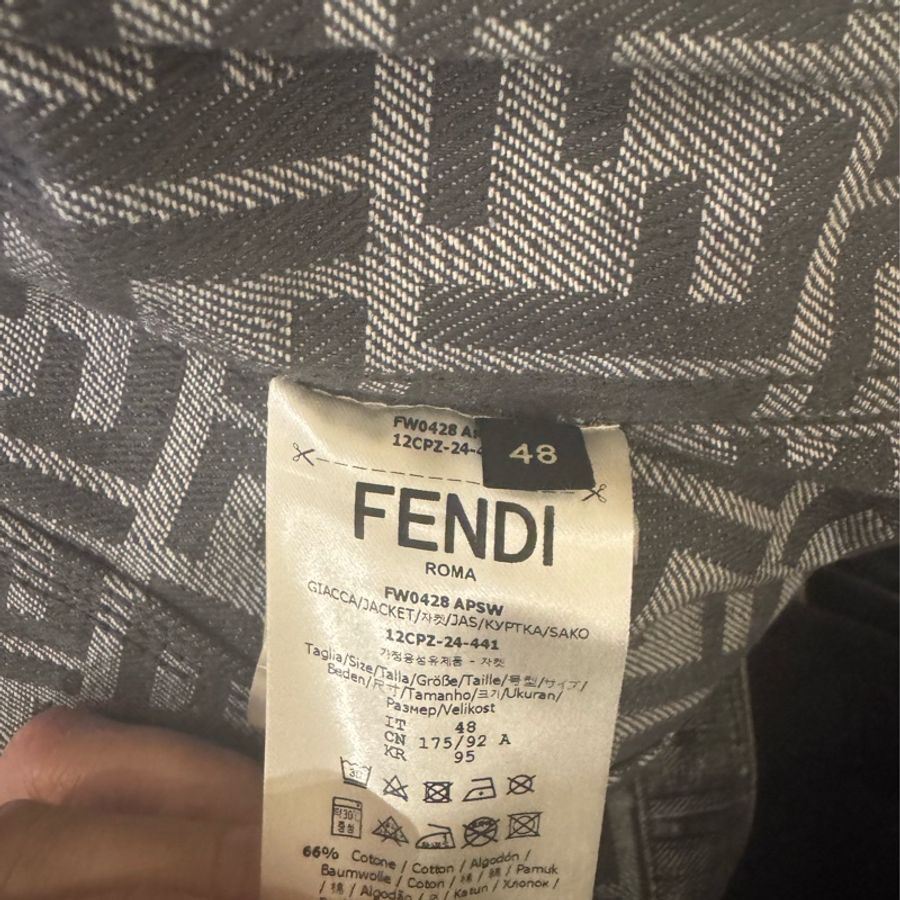 FENDI黑灰色滿版logo牛仔外套-20