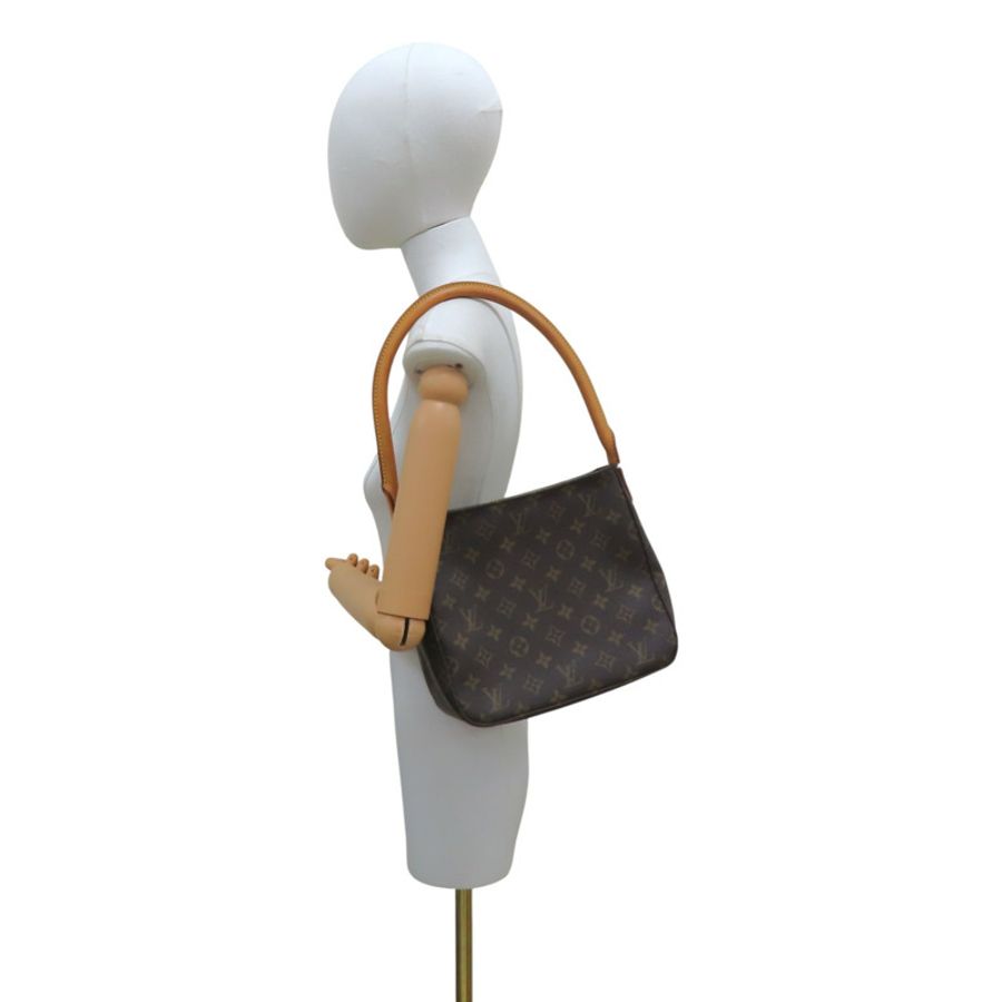 棕色 原花帆布 Looping MM 肩背包【LOUIS VUITTON LV 路易威登】 M51146-8