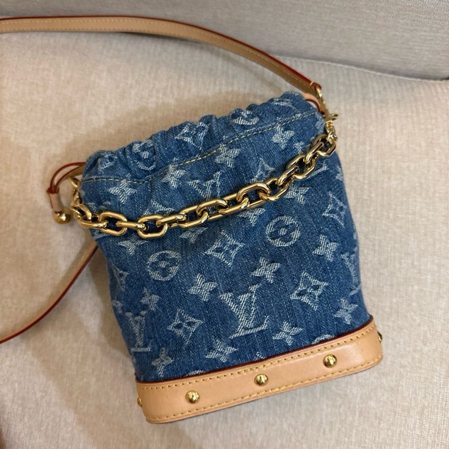 Louis Vuitton新款Nano Noé 藍色Monogram圖案牛仔布水桶包-7