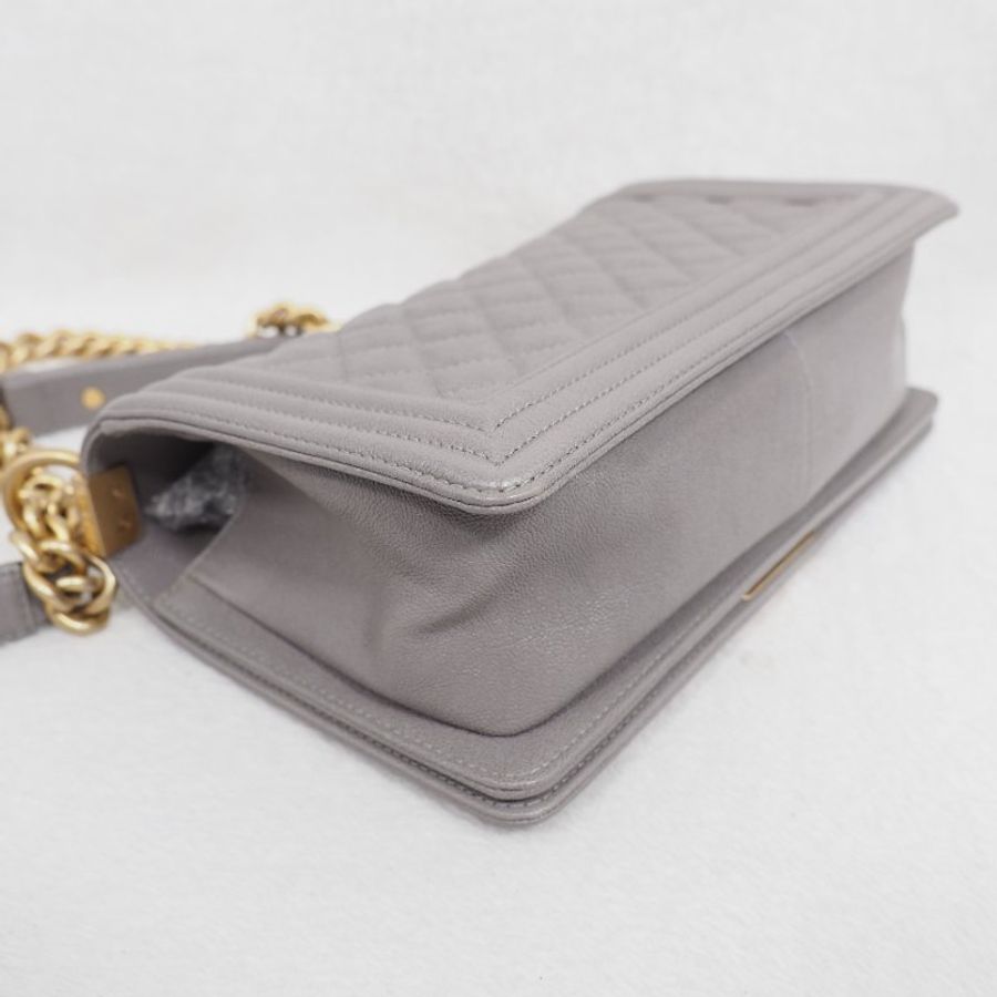 CHANEL Le Boy 25 香灰兒中號灰色 26開-14