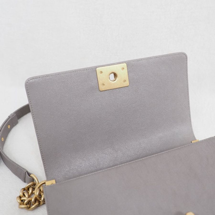 CHANEL Le Boy 25 香灰兒中號灰色 26開-16