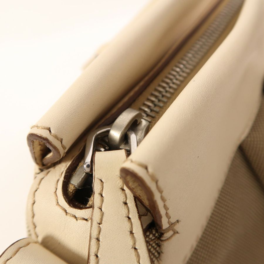 PRADA 帆布/牛皮皮革2 Way Shoulder銀扣手挽肩背兩用袋-17