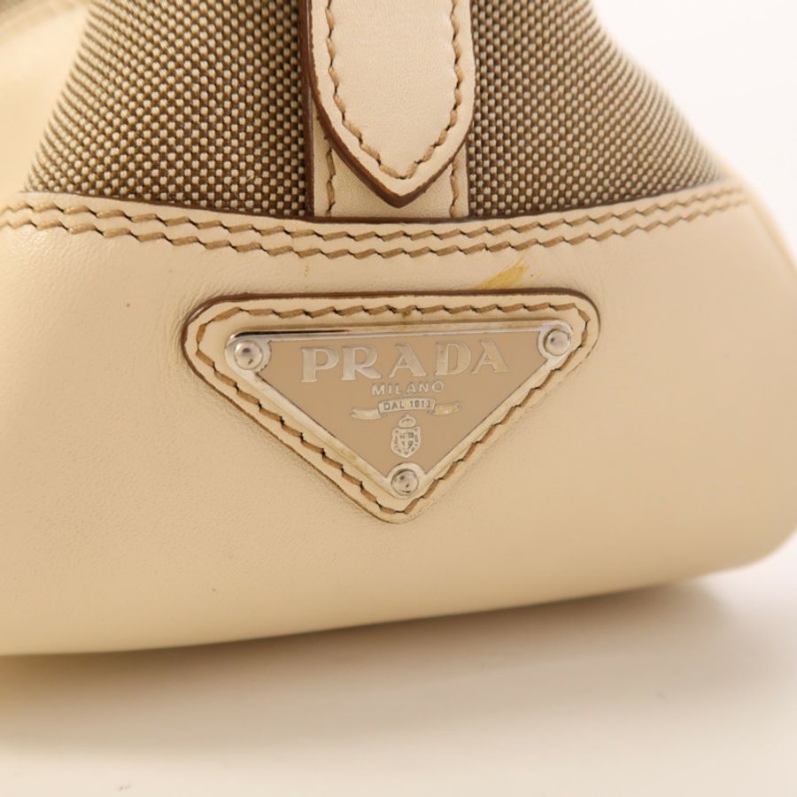 PRADA 帆布/牛皮皮革2 Way Shoulder銀扣手挽肩背兩用袋-21