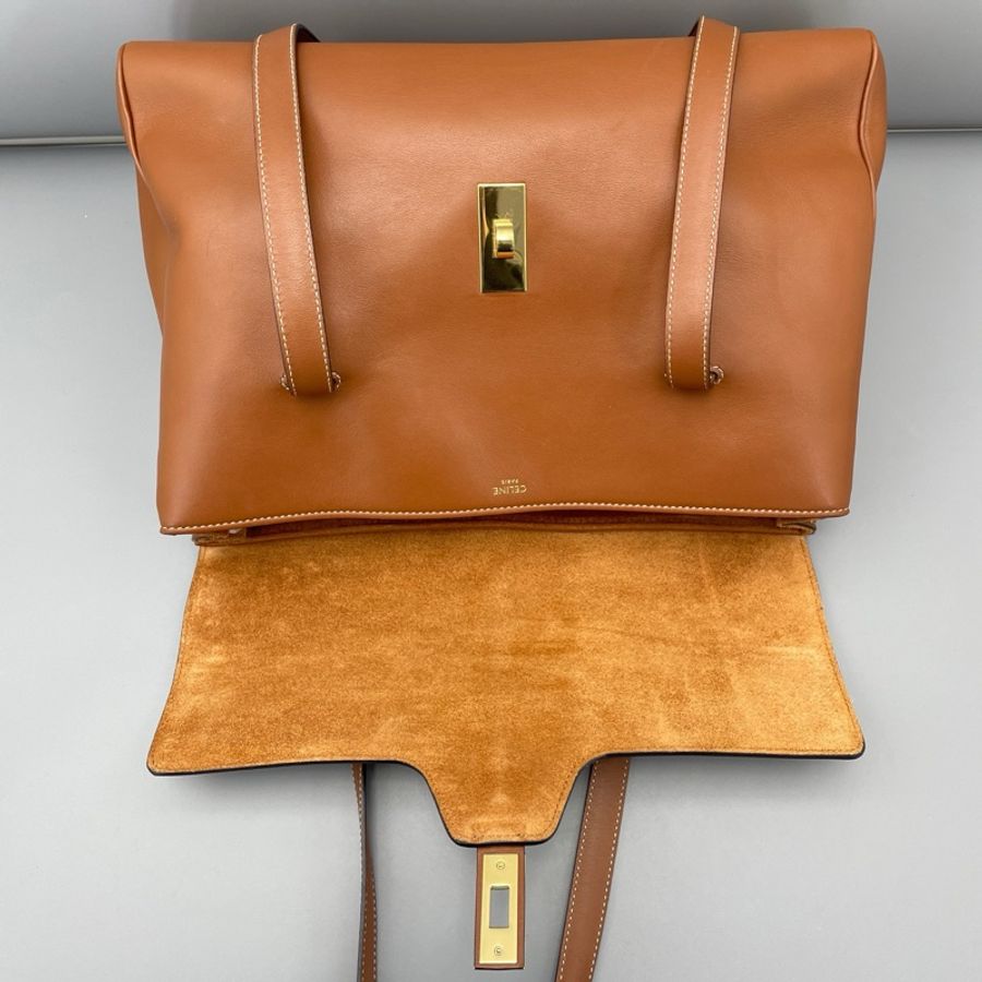 celine賽琳soft16中號全皮焦糖色/32*23*13cm-8