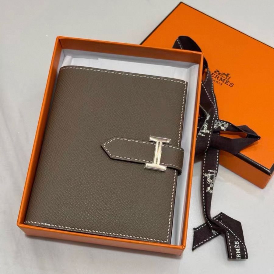 Hermès Bearn大象灰銀扣短夾錢包B刻-0