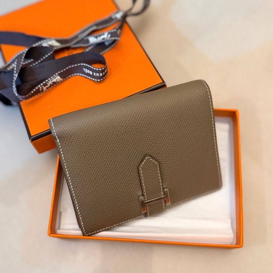 Hermès Bearn大象灰銀扣短夾錢包B刻-5