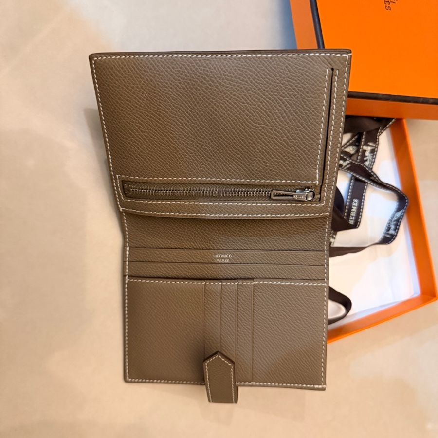 Hermès Bearn大象灰銀扣短夾錢包B刻-18