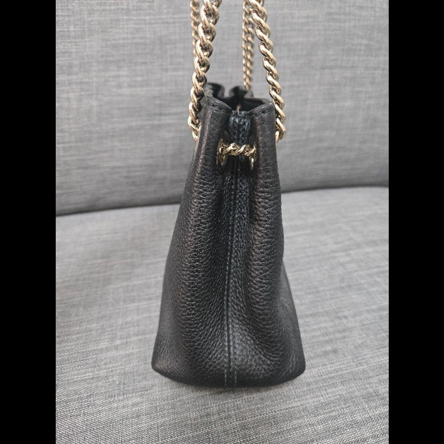 Gucci soho 黑色荔枝牛皮流蘇 肩背包 斜背包 小號-11