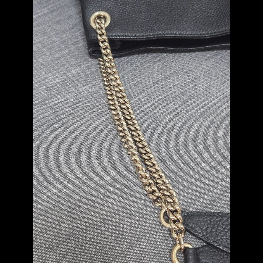 Gucci soho 黑色荔枝牛皮流蘇 肩背包 斜背包 小號-25