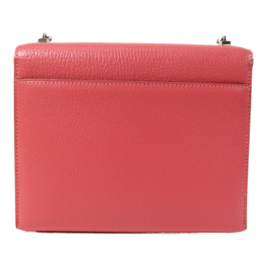 HERMES Chevre皮革Mini Verrou銀扣鏈帶肩背袋Rose Azalee-1