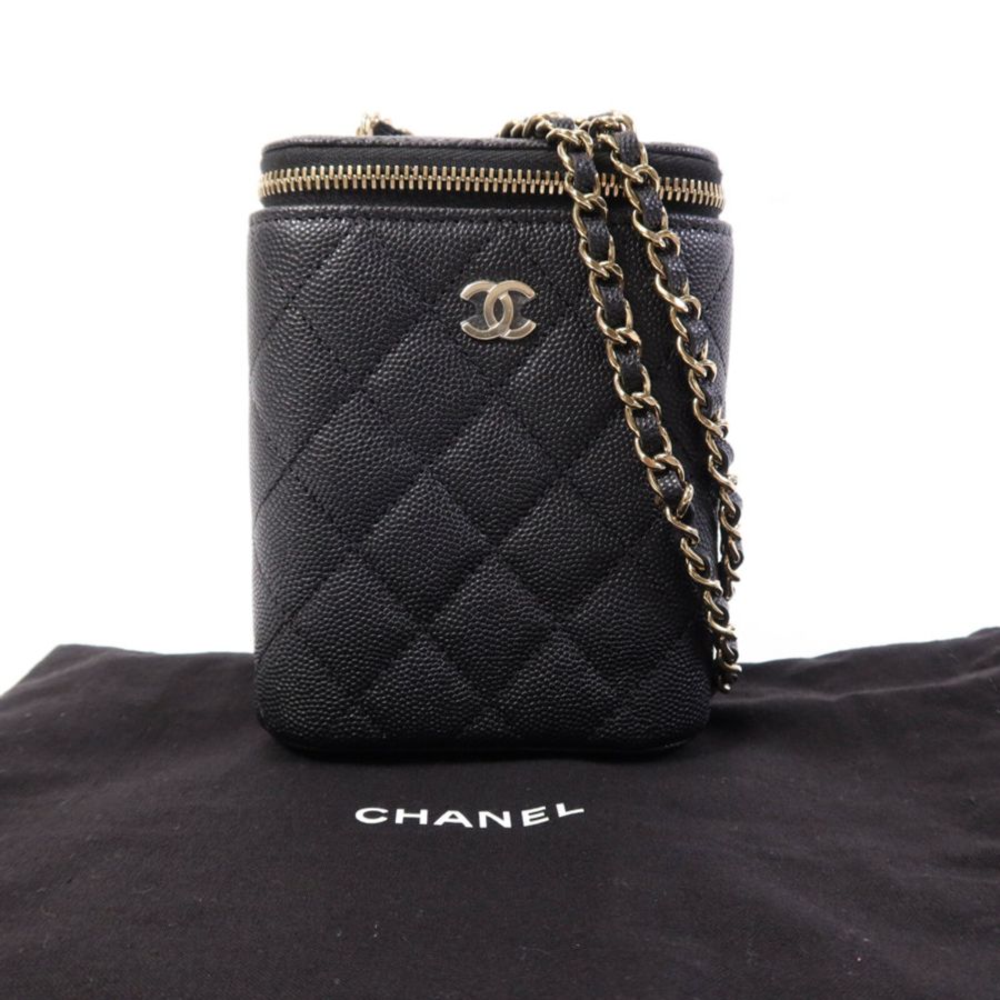 CHANEL 牛皮皮革Chain Shoulder Bag金扣鏈帶肩背袋-14