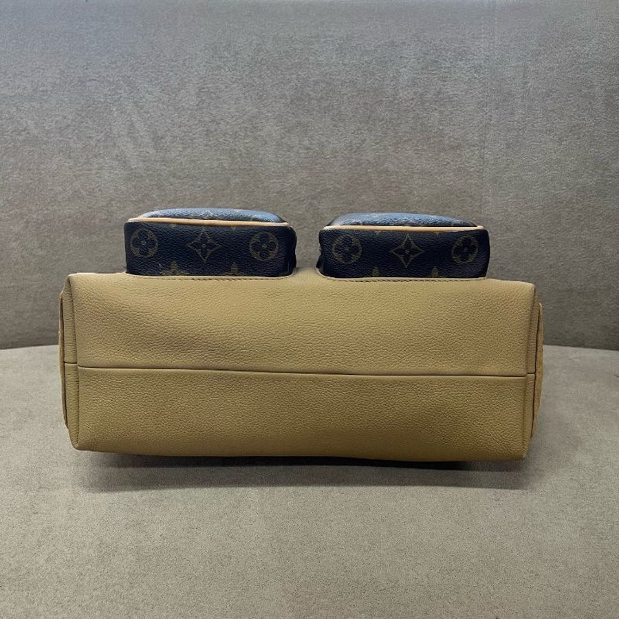 芯片款 路易威登/Louis Vuitton Hobo Cargo 卡其色配老花 雙袋肩背包-4