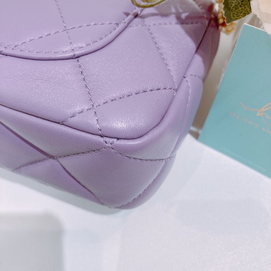 TW4727 Chanel 香奈兒迷你翻蓋式鍊帶包包Mini Classic Flap Bag 18cm Calfskin Purple-8