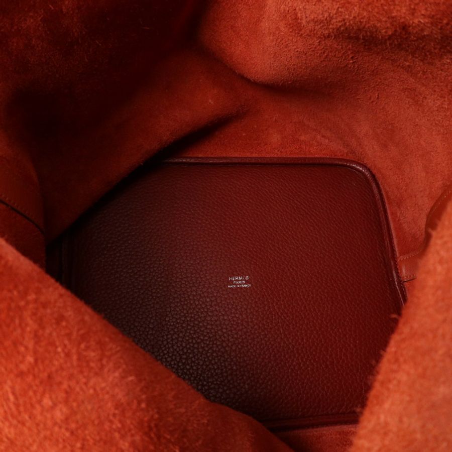 HERMES Clemence皮革Picotin GM銀扣手挽袋Rouge/Rouge Casaque-10