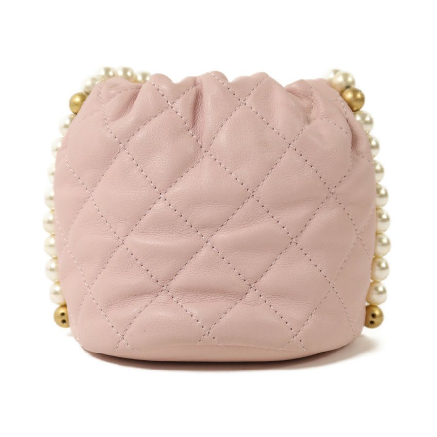 CHANEL 羊皮皮革Bucket Pearl Bag金扣肩背袋-1
