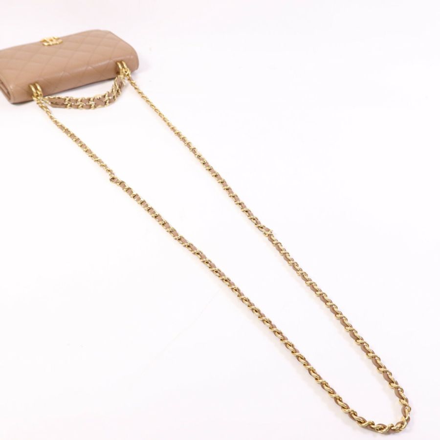 CHANEL 牛皮皮革WOC Wallet On Chain金扣鏈帶手挽肩背兩用袋-8