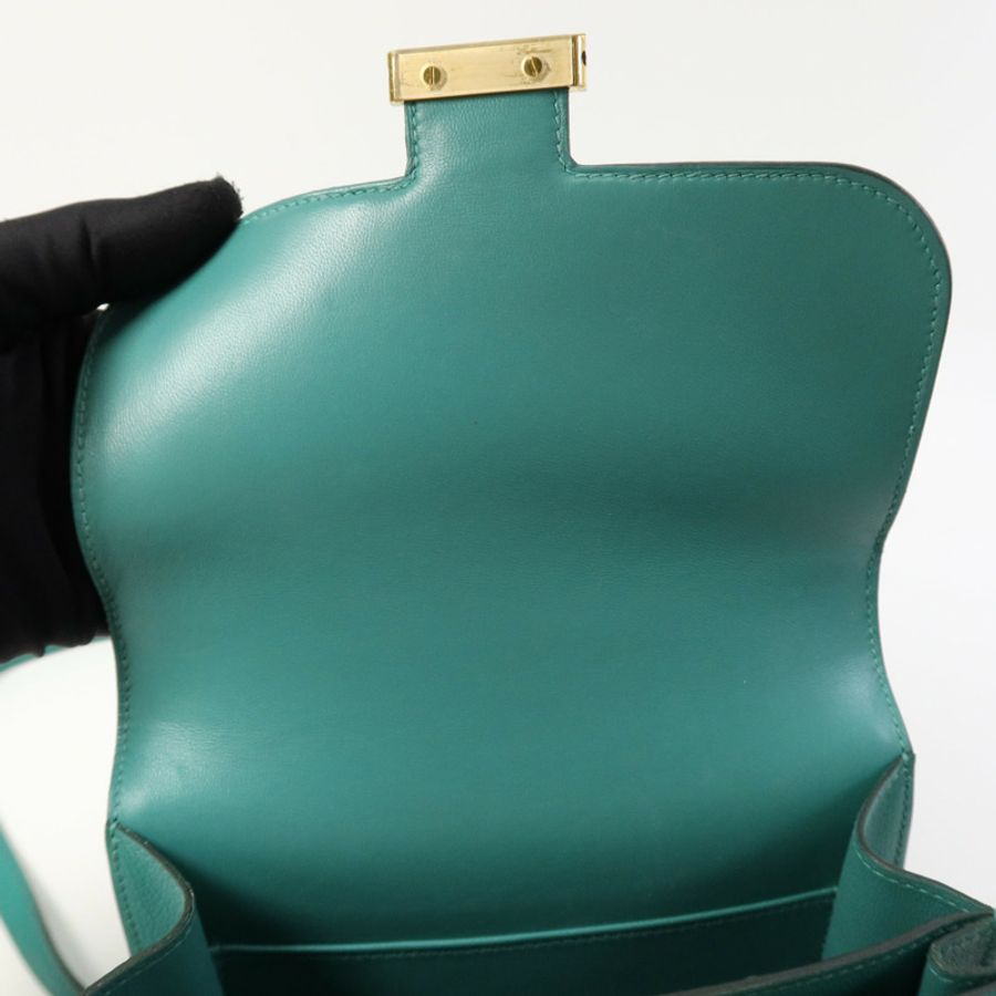 HERMES Evercolor皮革Constance Mini金扣肩背袋Vert Vertigo-10