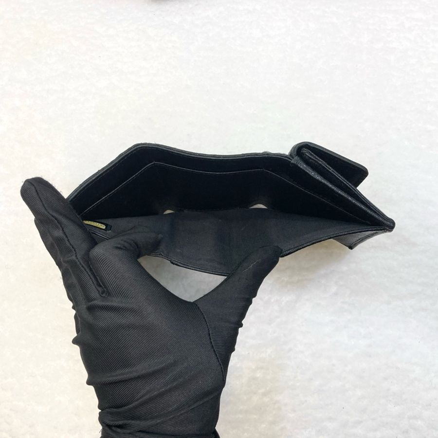香奈兒BOY小三折短夾Chanel黑金荔紋牛皮BOY三折短夾A84432-7