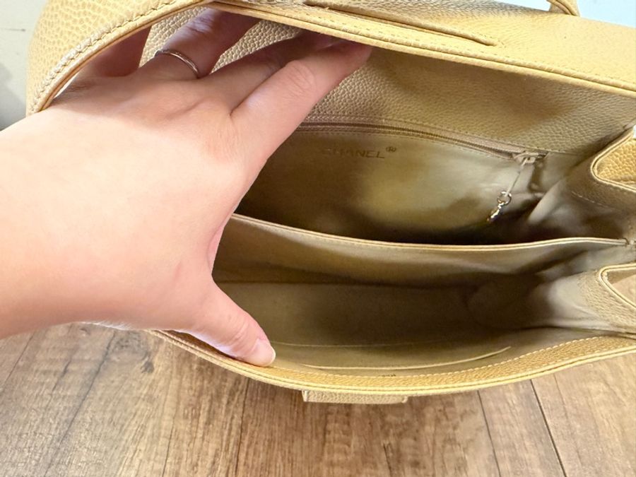 Chanel vintage 經典皮革斜挎包Vintage Chanel Tan Pebble Leather Shoulder Bag-14