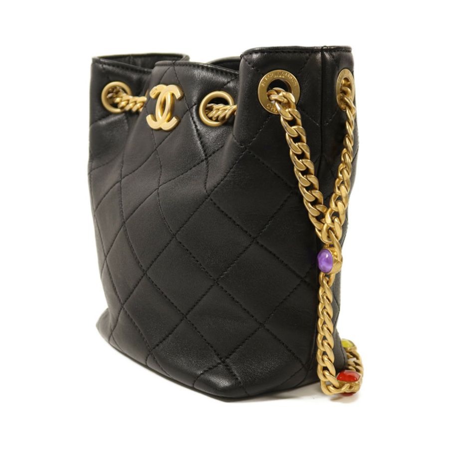 CHANEL 牛皮皮革Chain Shoulder金扣鏈帶肩背袋-2