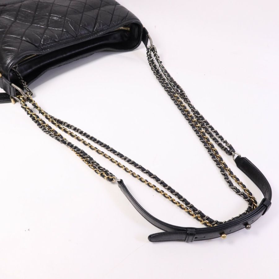 CHANEL 牛皮皮革Gabrielle Medium鏈帶肩背袋-8