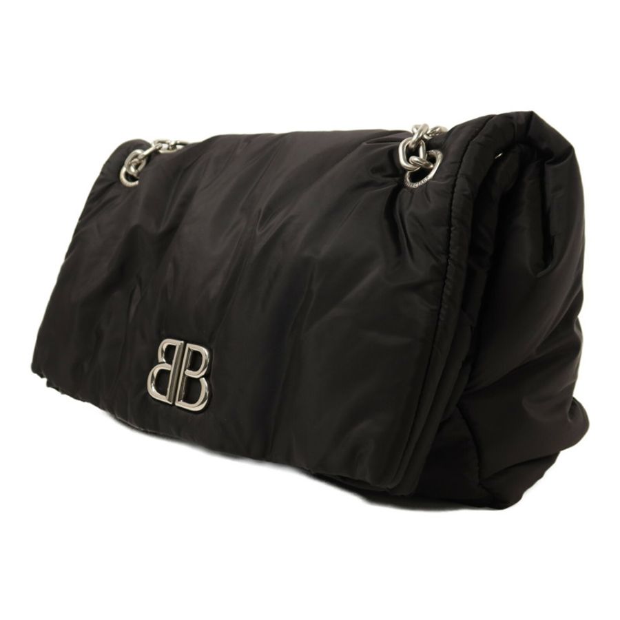 BALENCIAGA 尼龍Monaco Chain Bag銀扣鏈帶肩背袋-2