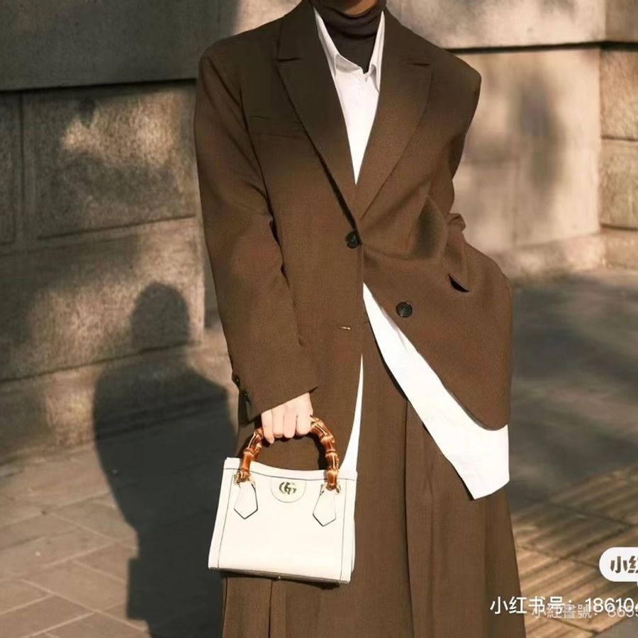 古馳竹節黛安那Gucci白色牛皮Diana Mini竹節包655661-1